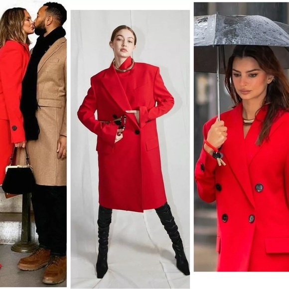 ISO PROENZA Schouler Red Wool Technical Suiting Coat 2020 era - Picture 3 of 7